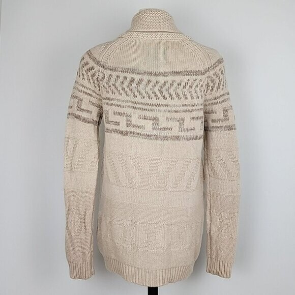 TNA Women's Knit Cream Taupe Lambs Wool Cowichan Zip Up Cardigan Pockets Size S - Picture 2 of 15
